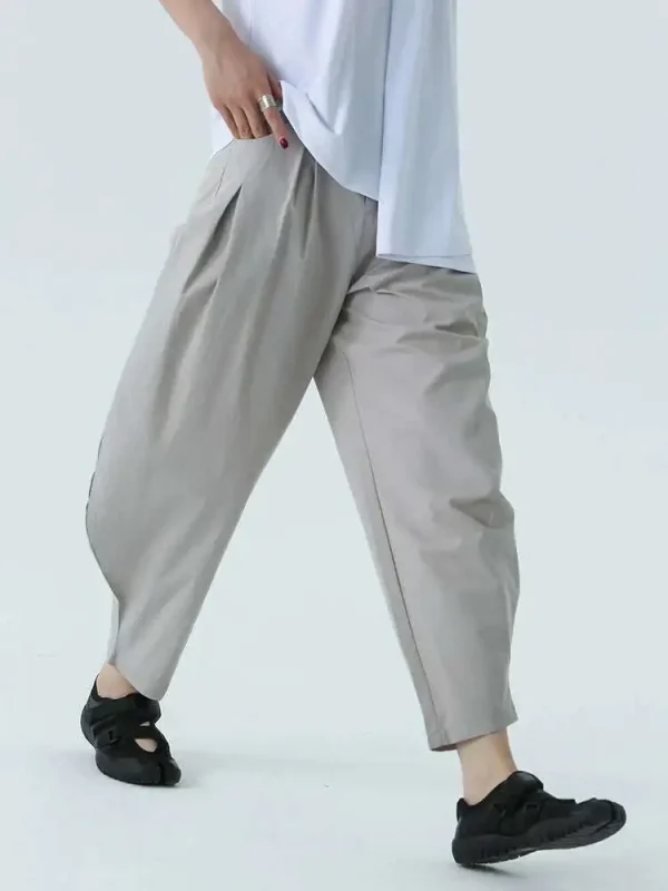 High Elastic Waist Gray Pleated Shaped Casual Long Harem Pants New Trousers Women Fashion Tide Spring Autumn 2025 1DH4951 - Image 2