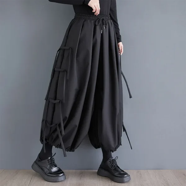 Plus Size Autumn/Winter New Loose-Fit Bell Bottoms Women's Plus Size Elastic Waist Casual Pants Unique Plus Size Women's Clot... - Image 3