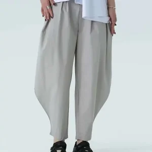 High Elastic Waist Gray Pleated Shaped Casual Long Harem Pants New Trousers Women Fashion Tide Spring Autumn 2025 1DH4951
