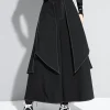 High Elastic Waist Black Irregular Topstitched Wide Leg Pants New Trousers Women Fashion Tide Spring Autumn 2025 1DA613 - Image 2