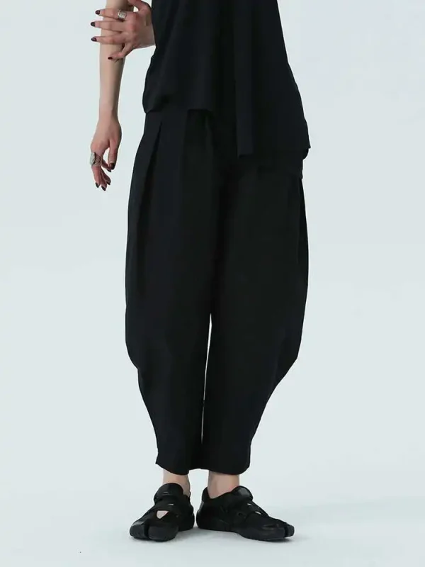 High Elastic Waist Gray Pleated Shaped Casual Long Harem Pants New Trousers Women Fashion Tide Spring Autumn 2025 1DH4951 - Image 3