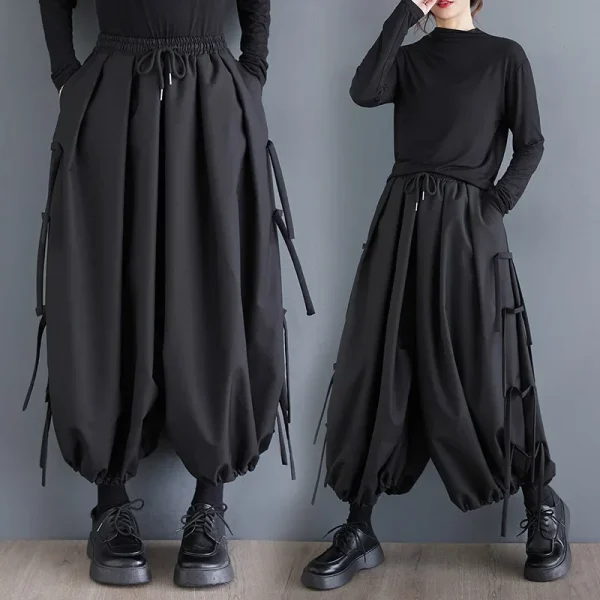 Plus Size Autumn/Winter New Loose-Fit Bell Bottoms Women's Plus Size Elastic Waist Casual Pants Unique Plus Size Women's Clot...