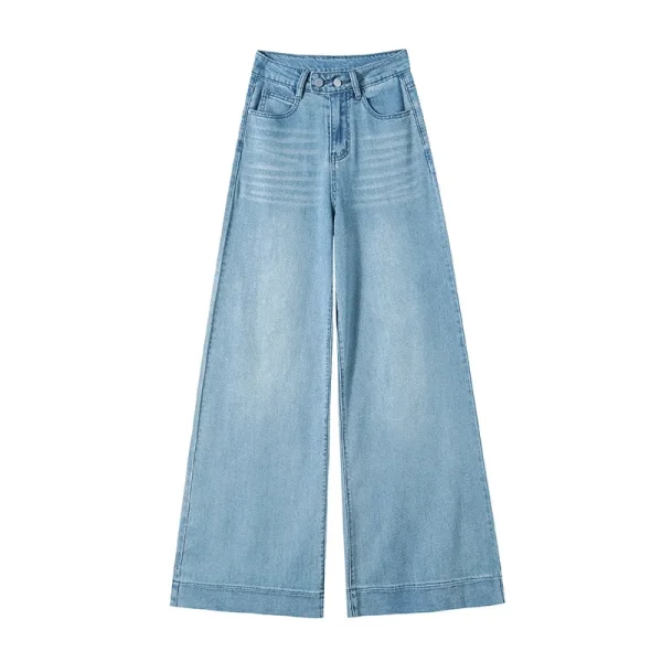 Spring and Autumn New Women's Soft Jeans Girls Small High-Waisted Wide-Leg Pants Large Flared Pants Casual Pants Drag Pants - Image 4